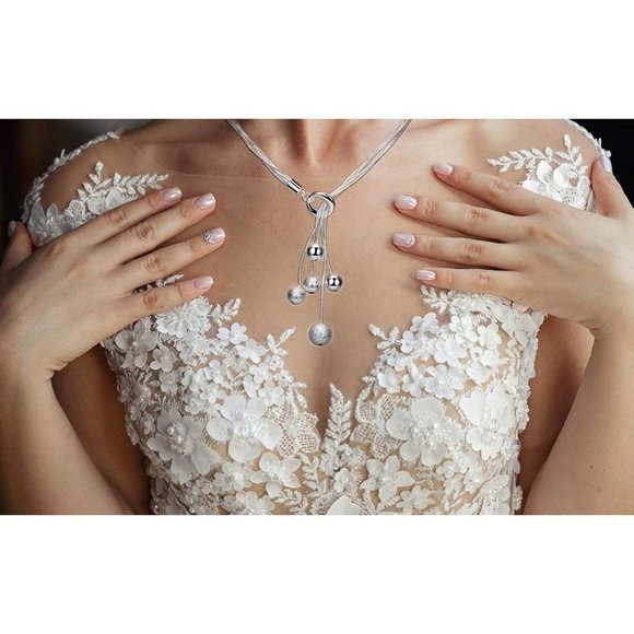 NEW Sterling Silver Beaded Tassel Y Shape Necklace and Dangle Earrings B… - Picture 4 of 7